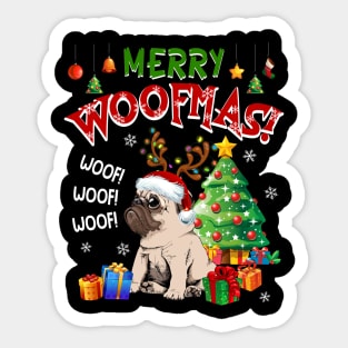 Pug Merry Woofmas Awesome Christmas Sticker